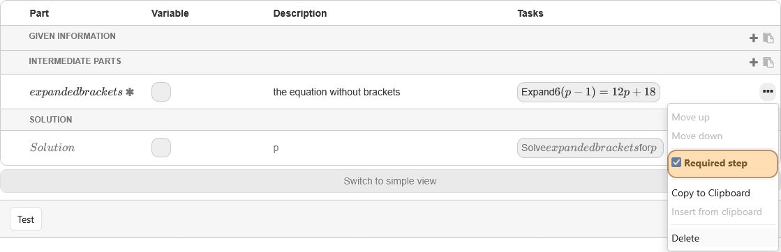 The dropdown