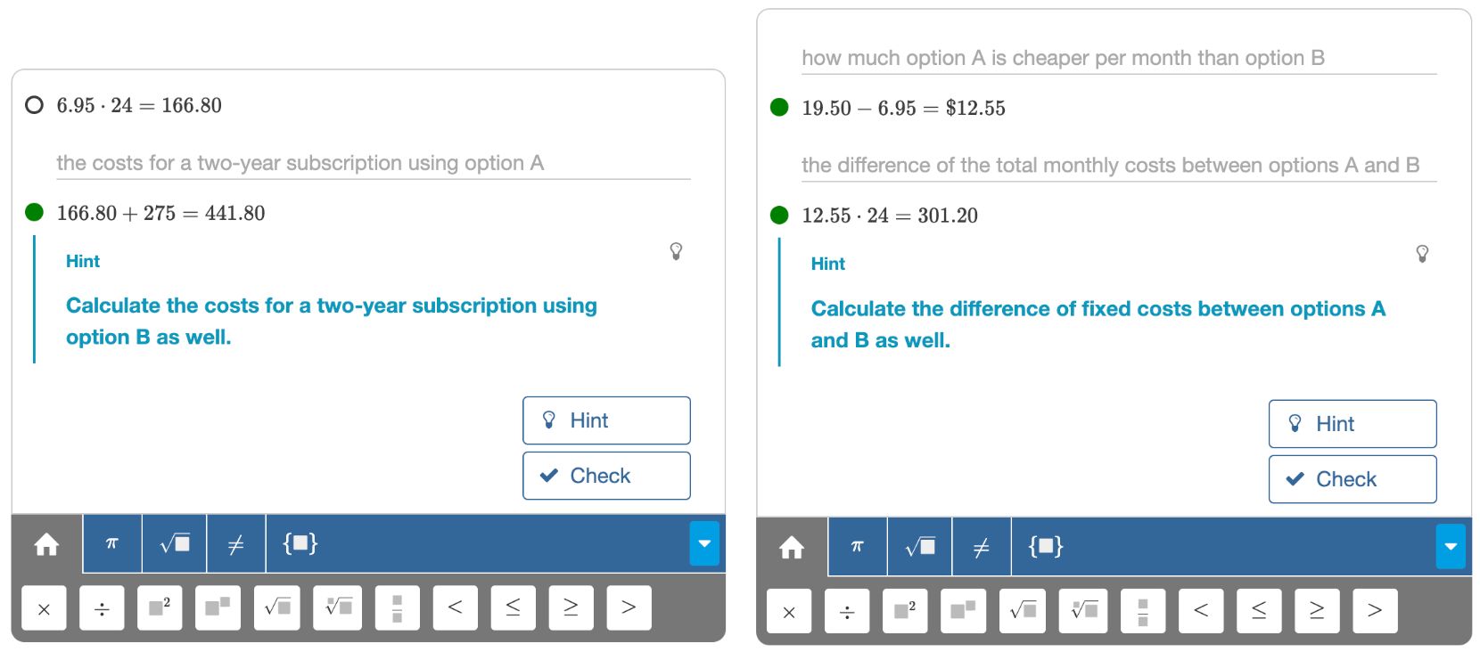 Algebrakit tracks the student's strategy Algebrakit tracks the student's strategy
