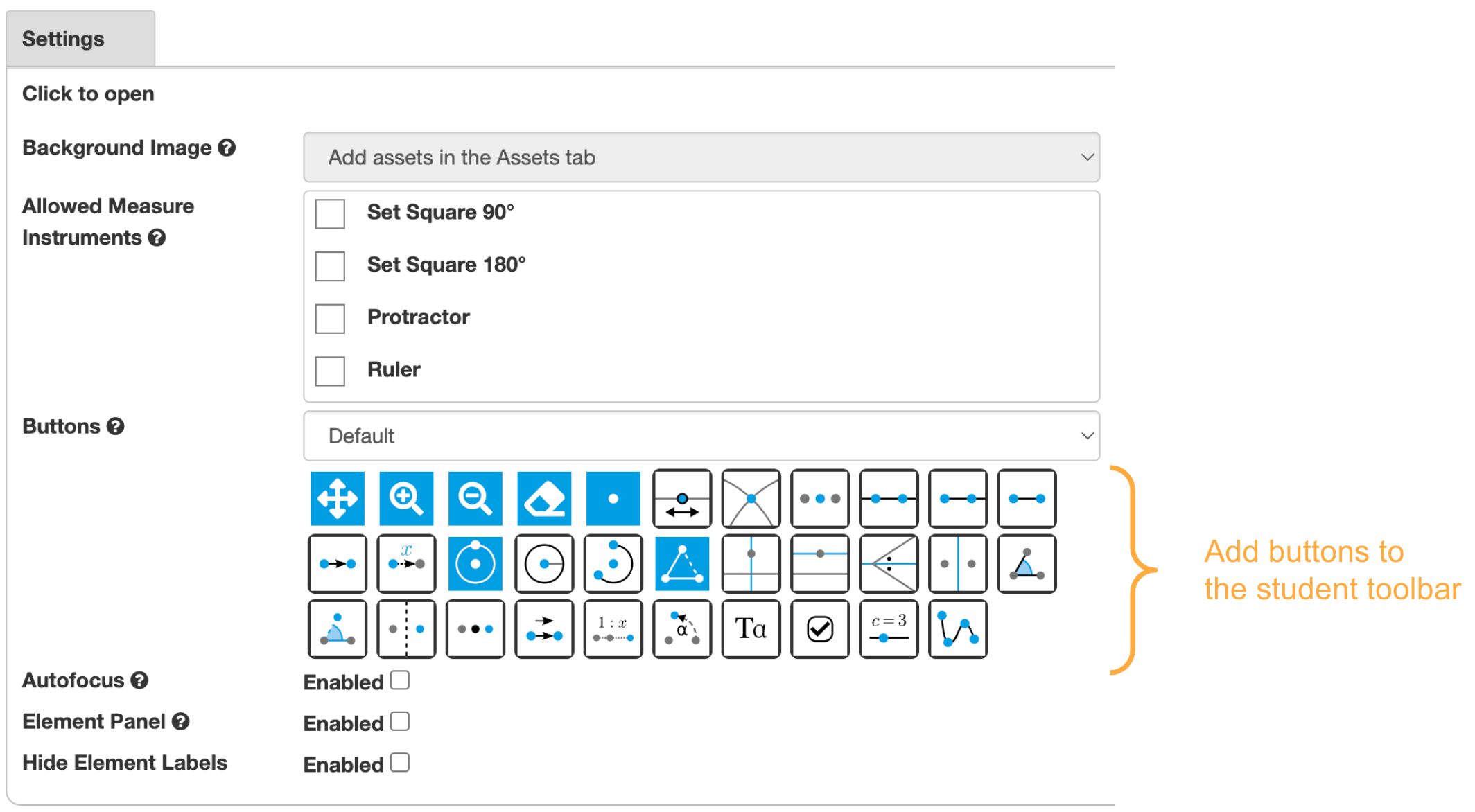Adding tools to the student toolbar Adding tools to the student toolbar