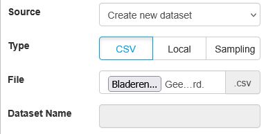 The interface for uploading a CSV file