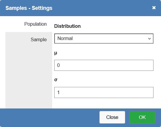The sampling settings interface