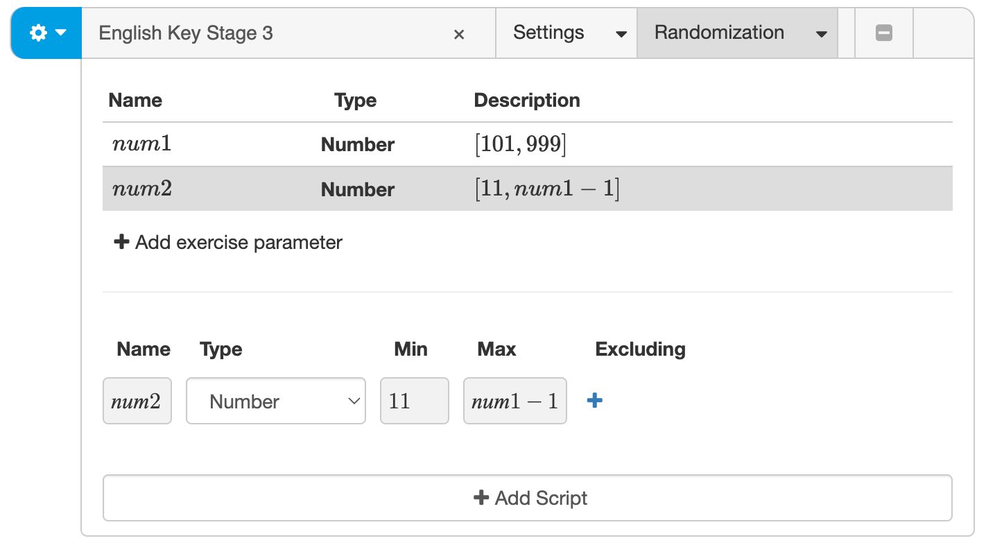The exercise parameters The exercise parameters