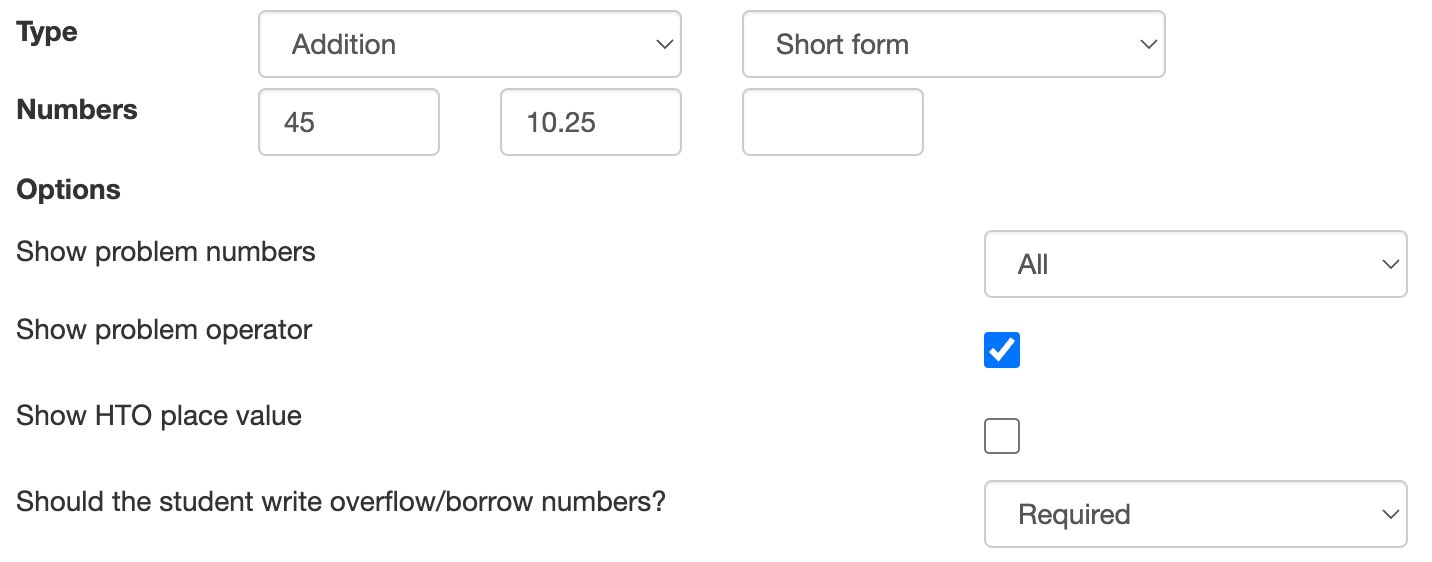 Configuring an addition problem Configuring an addition problem