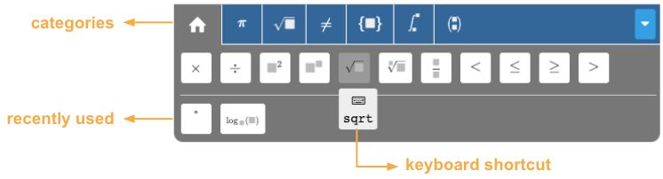 Buttons of the formula editor Buttons of the formula editor