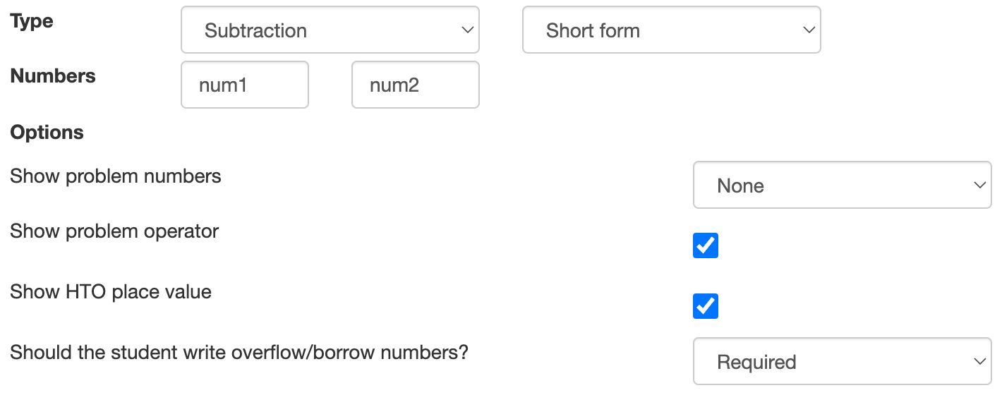 Configure Written Arithmetic Configure Written Arithmetic