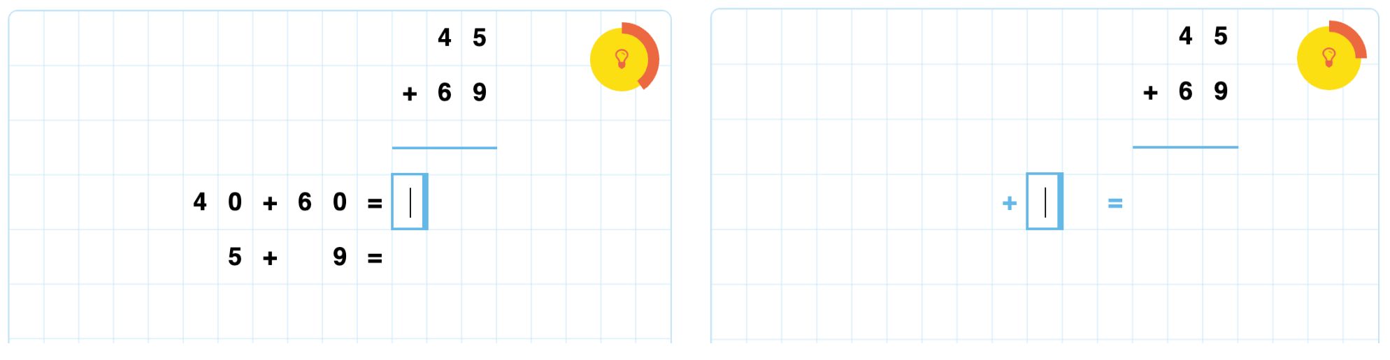 Show full place value calculations or automatically show the operators Show full place value calculations or automatically show the operators